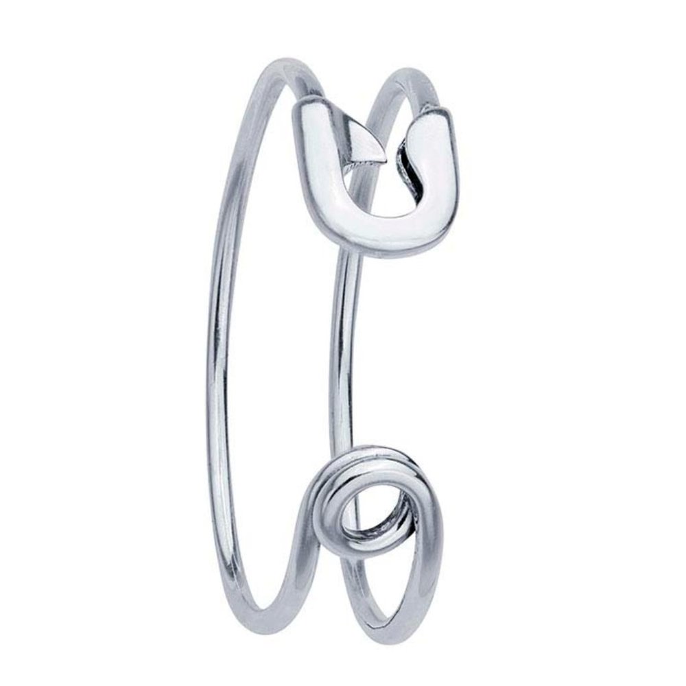Sterling Silver Safety Pin-Style Cuff Bracelet